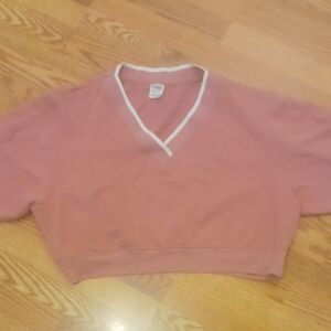 PINK Victoria's Secret V-Neck Sweater in Pink and White